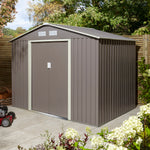 Rowlinson 8×6 Trentvale Metal Apex Shed – Light Grey