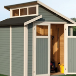 Rowlinsons 7x7 Skylight Shed - Painted Light Grey Garden Paramount Building