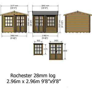 Shire Rochester 28mm Corner Log Cabin 10x10