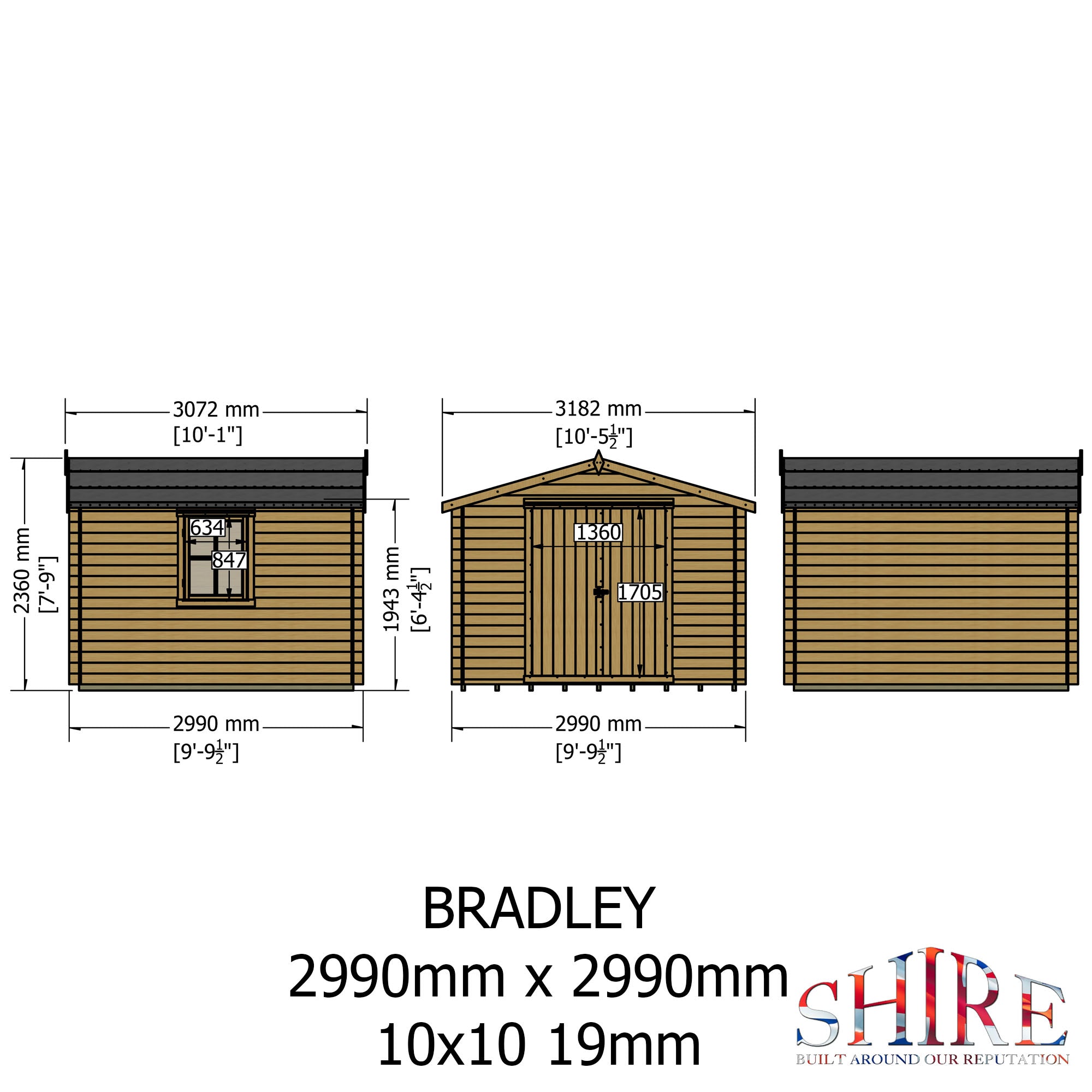 Shire Bradley 19mm Log Cabin 10x10