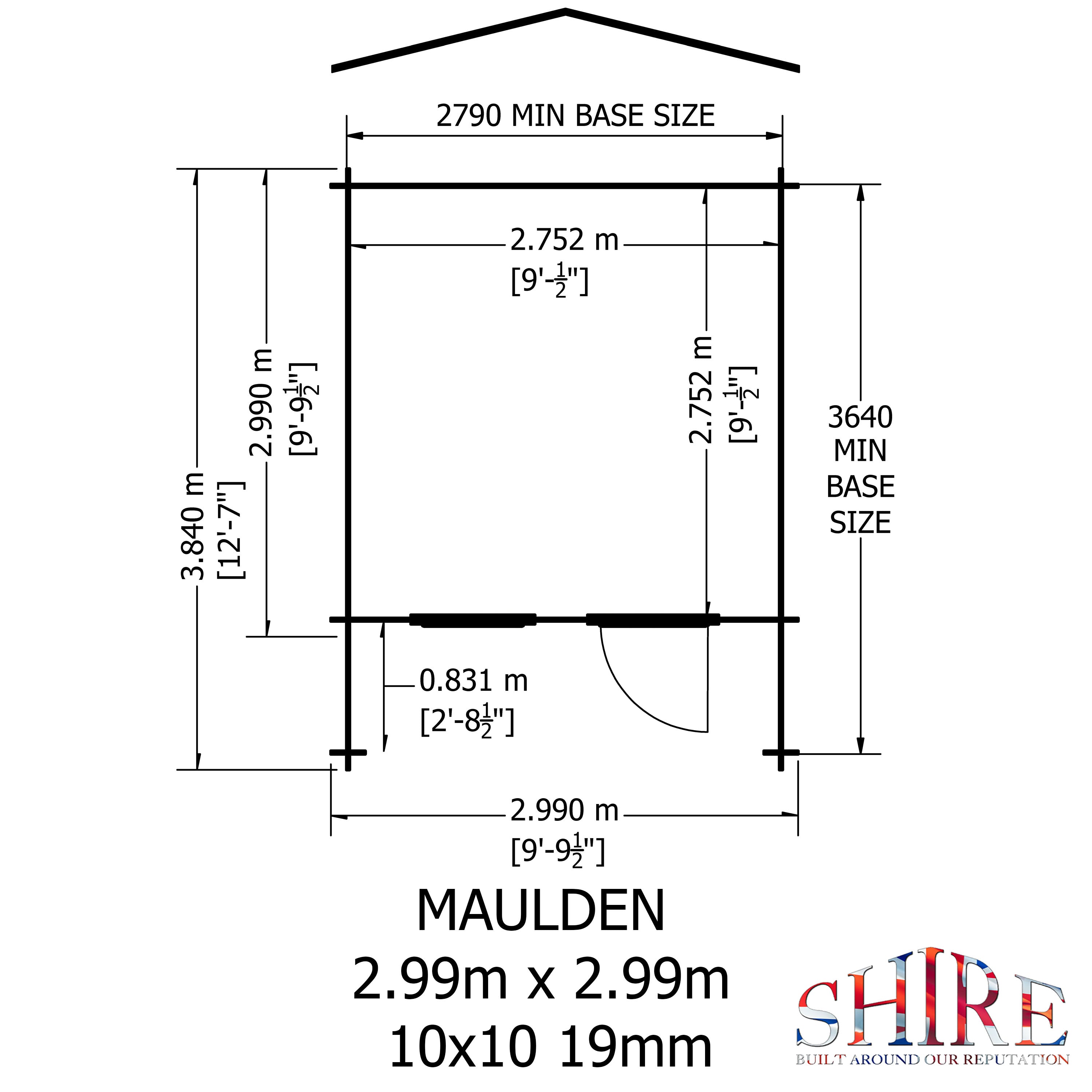 Shire Maulden With Verandah 19mm Log Cabin 10x10