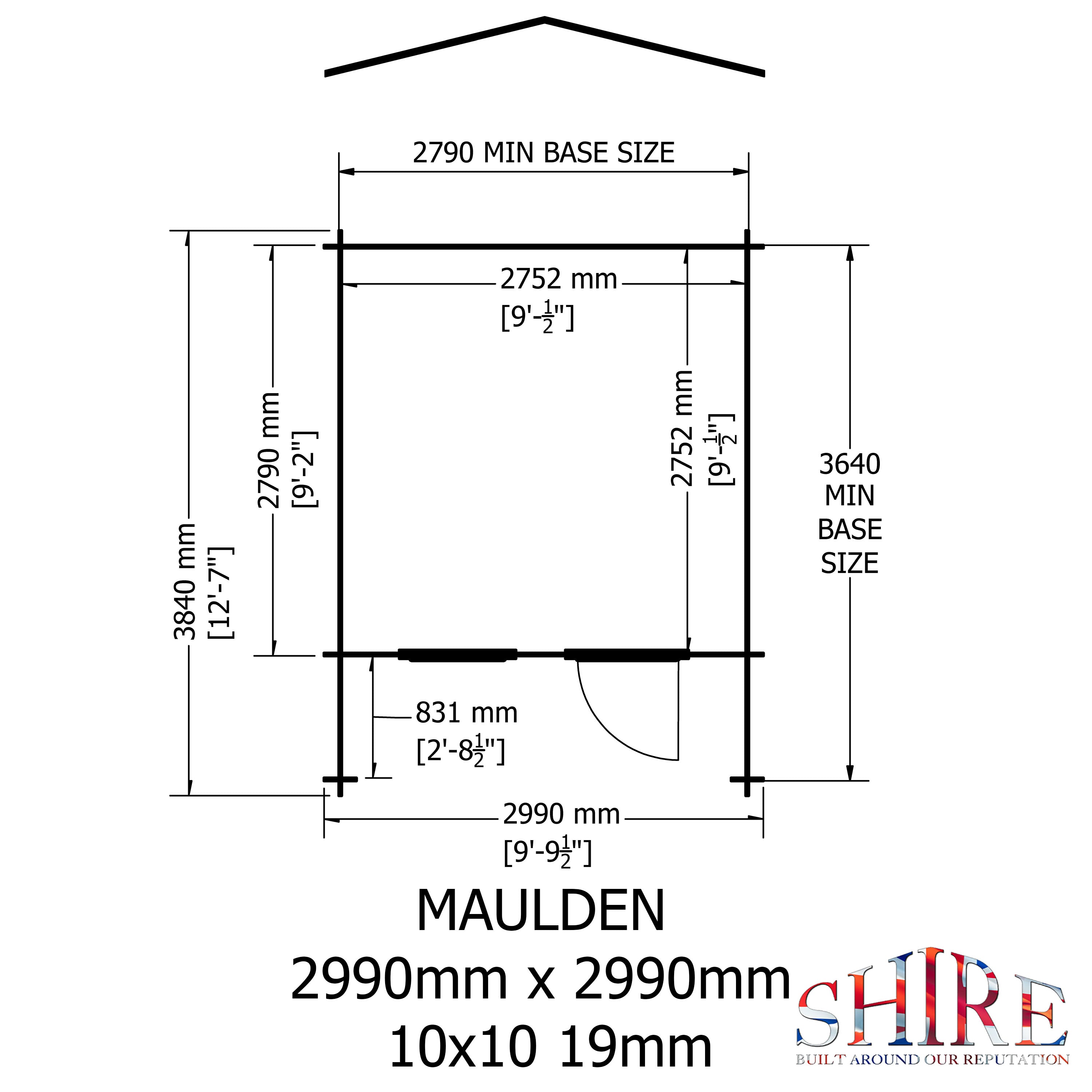 Shire Maulden With Verandah 19mm Log Cabin 10x10