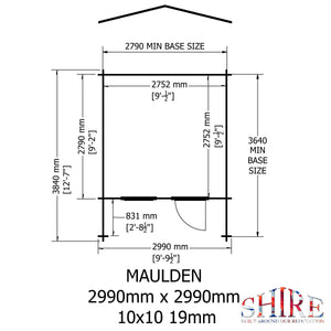 Shire Maulden With Verandah 19mm Log Cabin 10x10