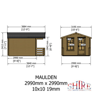 Shire Maulden With Verandah 19mm Log Cabin 10x10