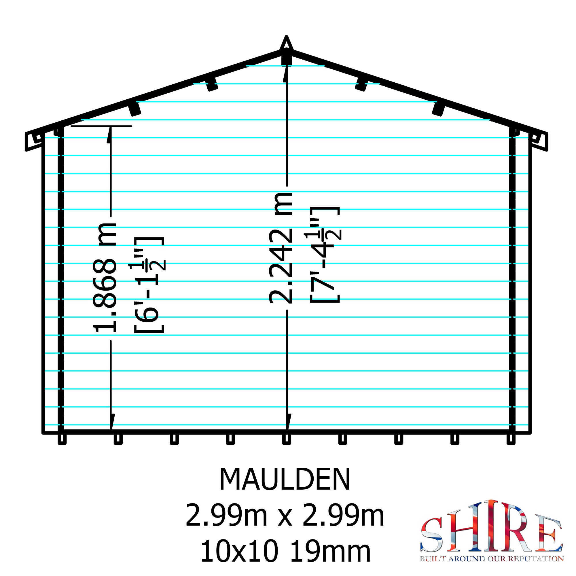 Shire Maulden With Verandah 19mm Log Cabin 10x10