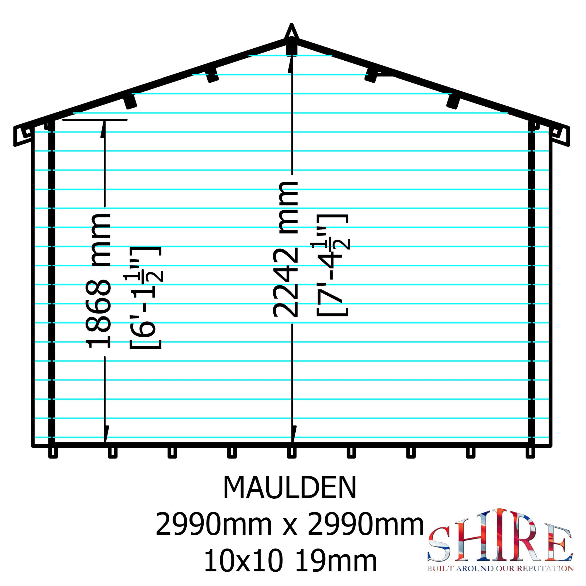 Shire Maulden With Verandah 19mm Log Cabin 10x10