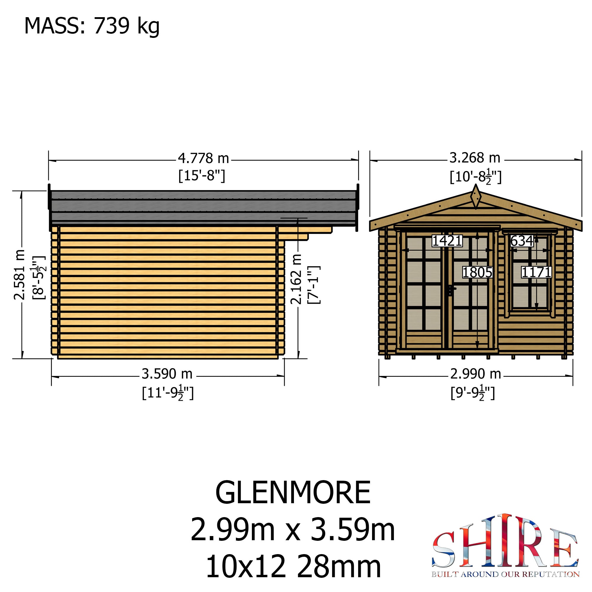 Shire Glenmore 28mm Log Cabin 10Gx12