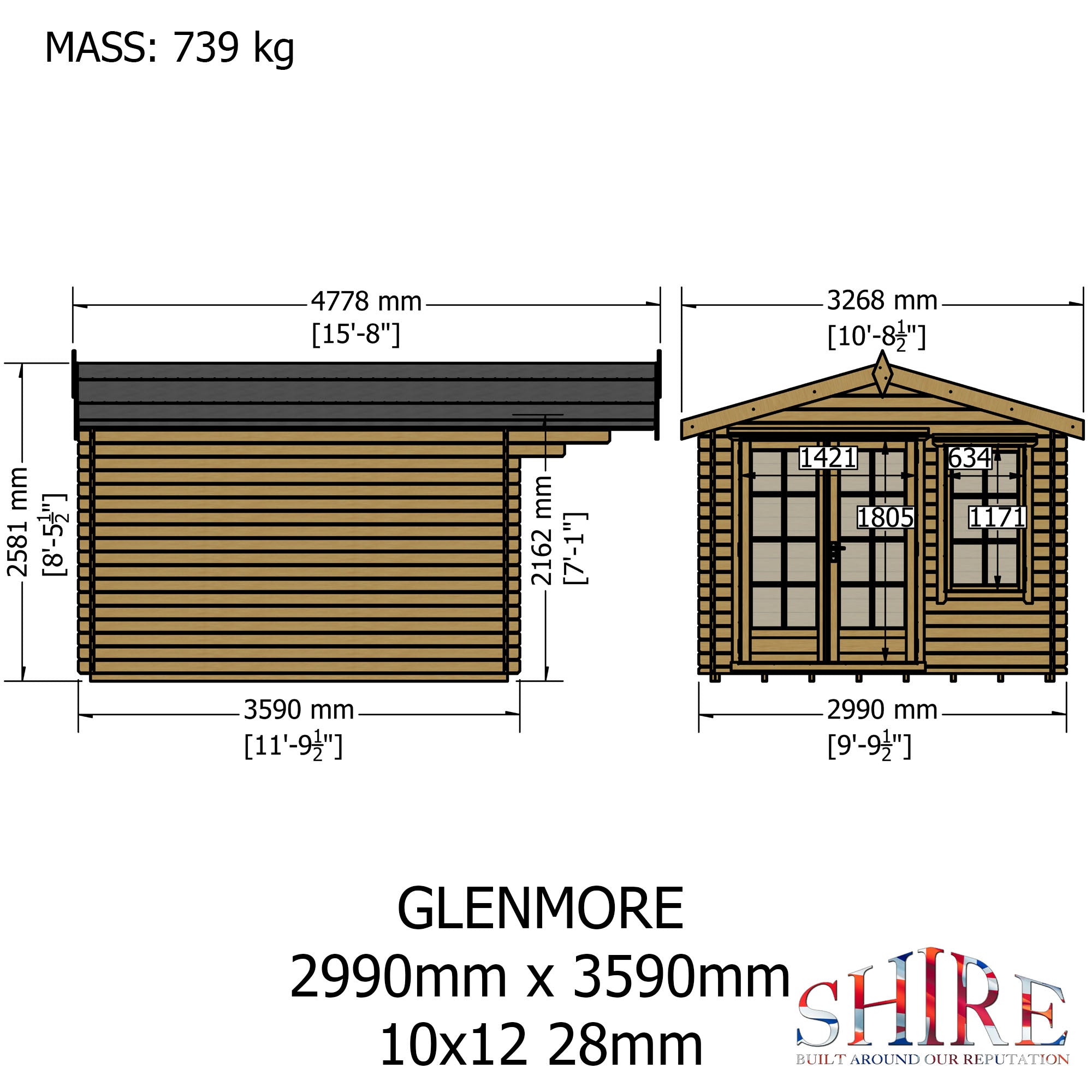 Shire Glenmore 28mm Log Cabin 10Gx12