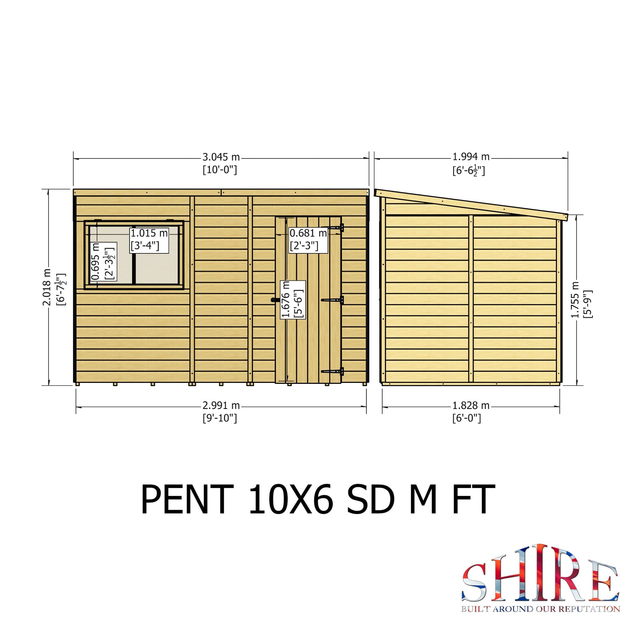 Shire 10x6 Shiplap Pent Shed – Single Door | Garden Life Stores