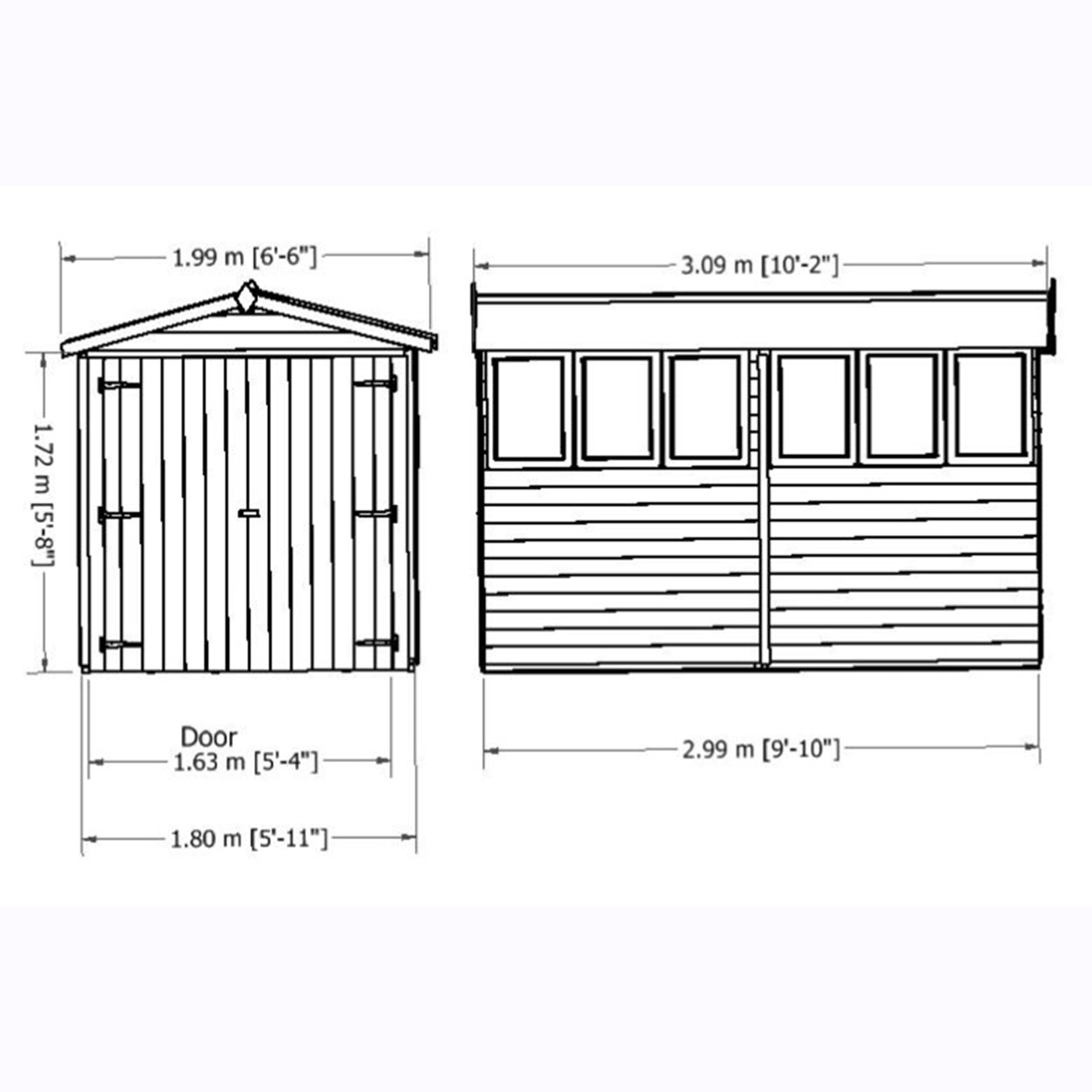 Shire Dip Treated Overlap Shed Double Door (10x6) with Windows - Garden Life Stores. 