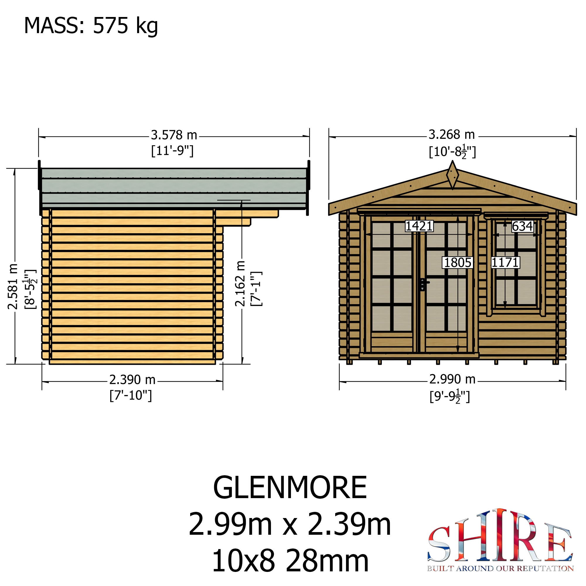 Shire Glenmore 28mm Log Cabin 10Gx8