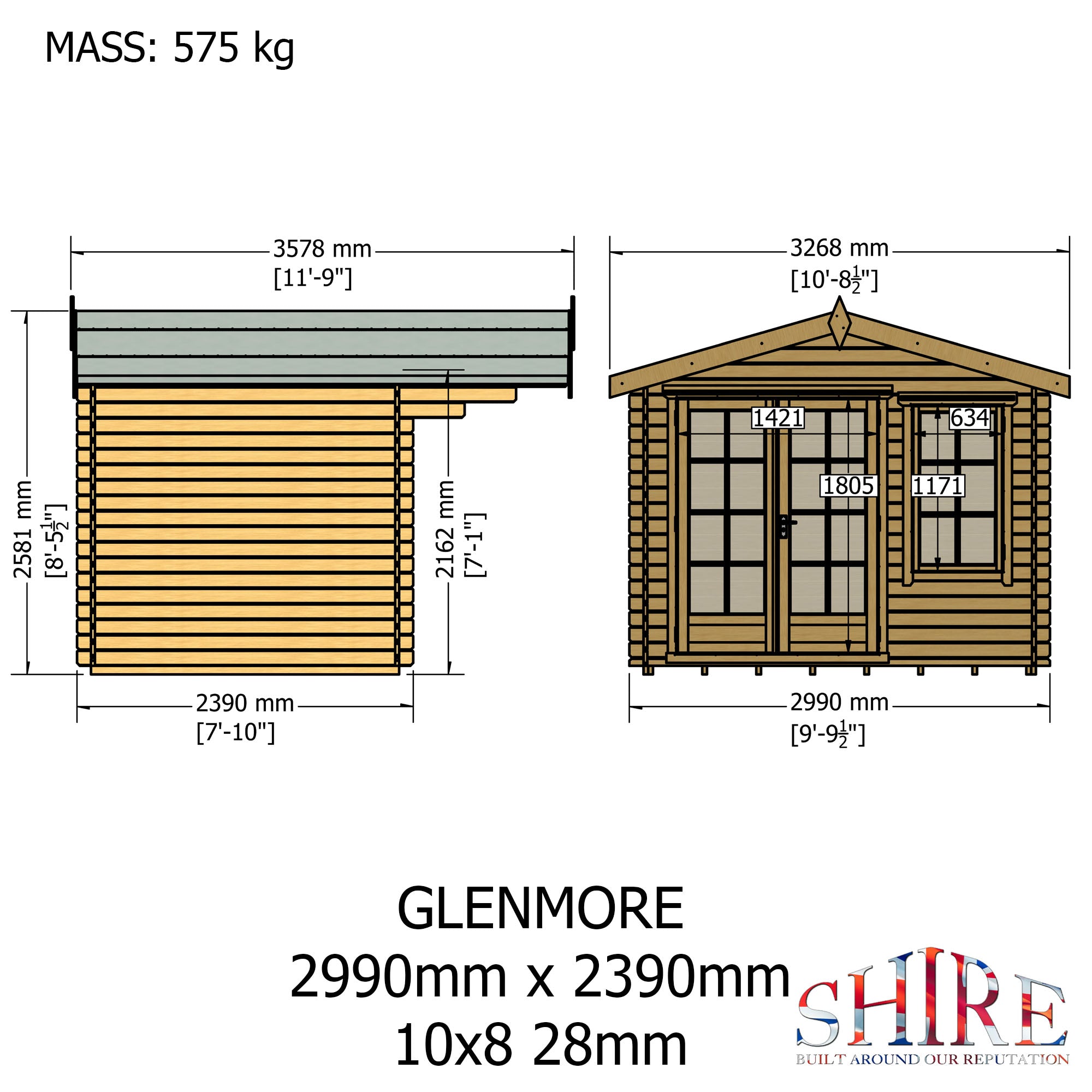 Shire Glenmore 28mm Log Cabin 10Gx8