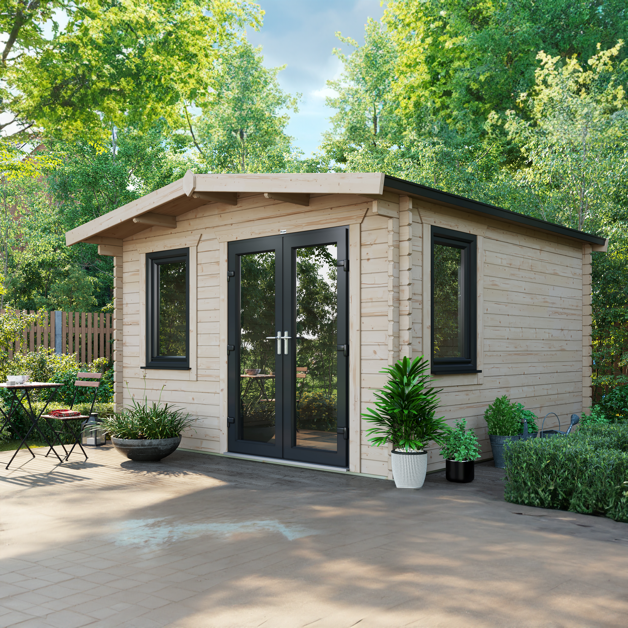 Power 12x12 ft Chalet Log Cabin 44mm