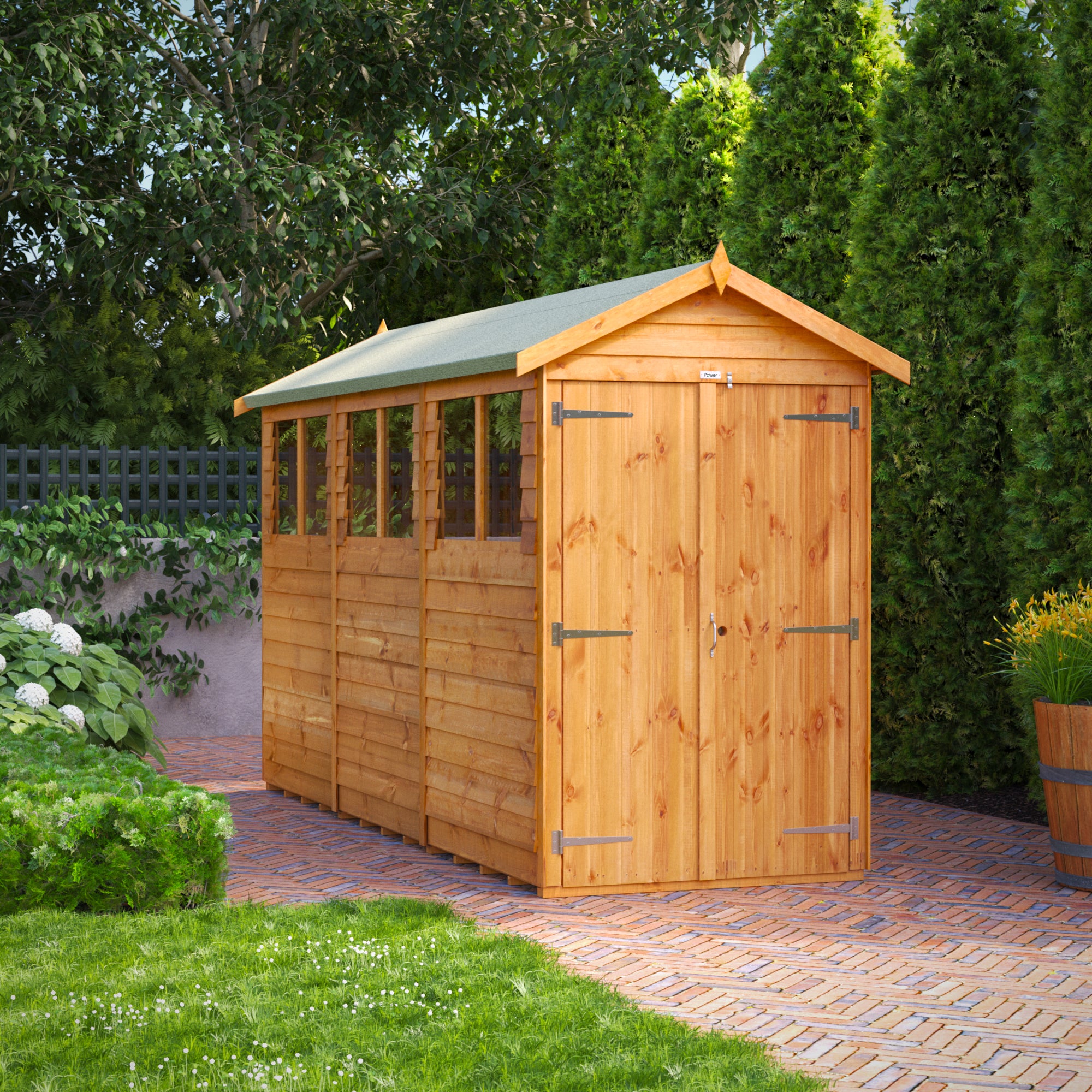 Power Overlap Apex Shed 12x4 ft