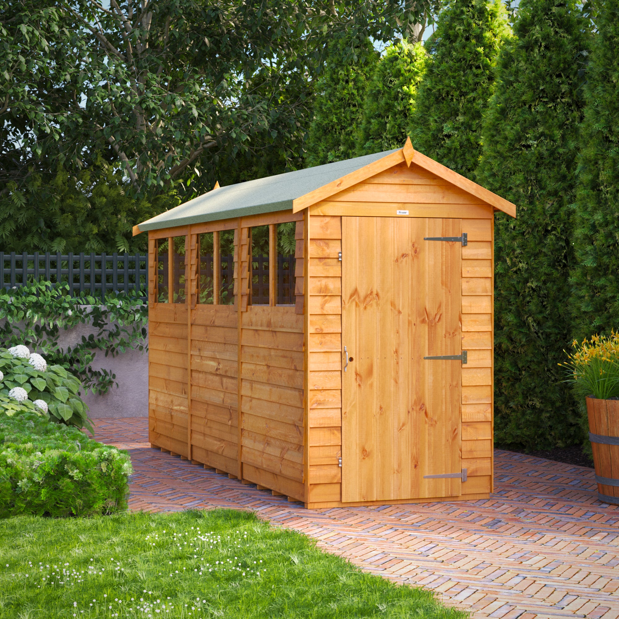 Power Overlap Apex Shed 12x4 ft