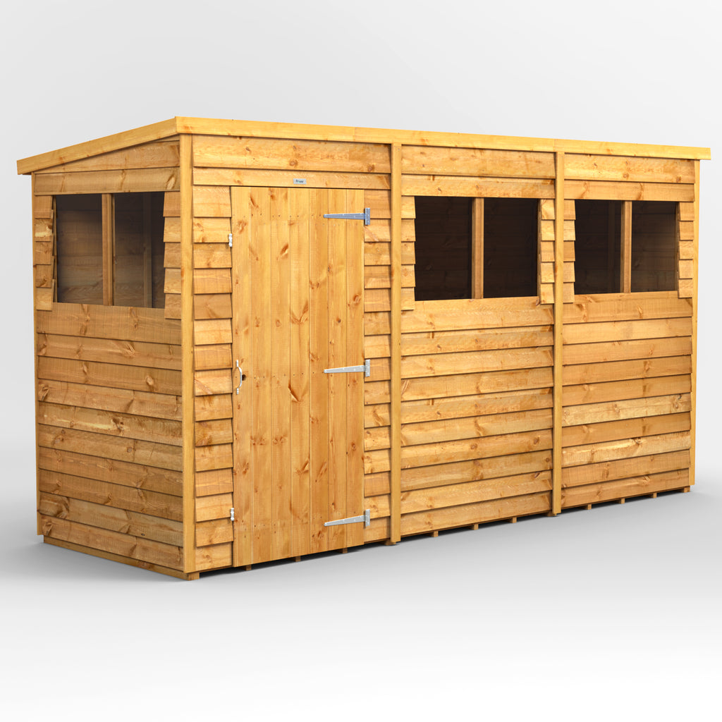 Power Overlap Pent Shed 12x4 ft