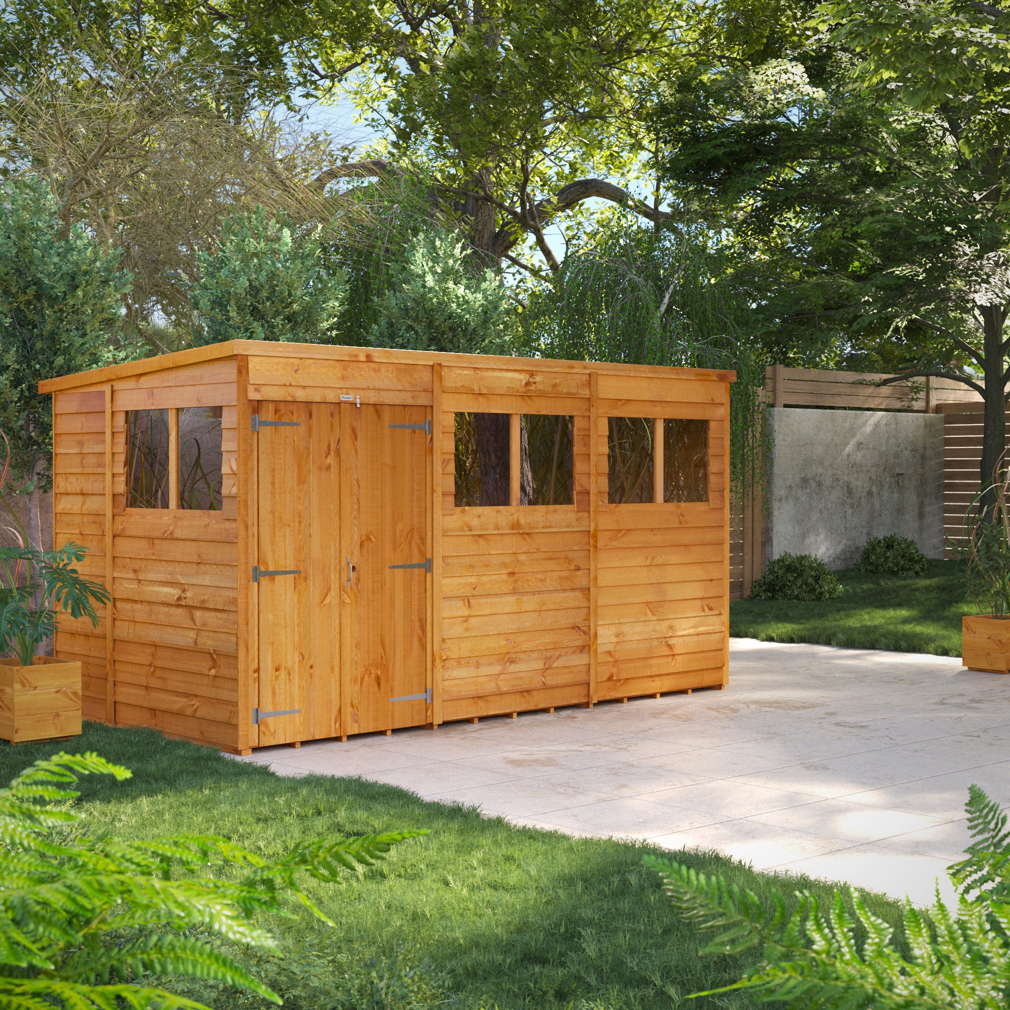 Power Overlap Pent Shed 12x6 ft