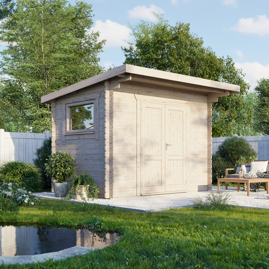 Power Pent Workshop Log Cabin - 28mm