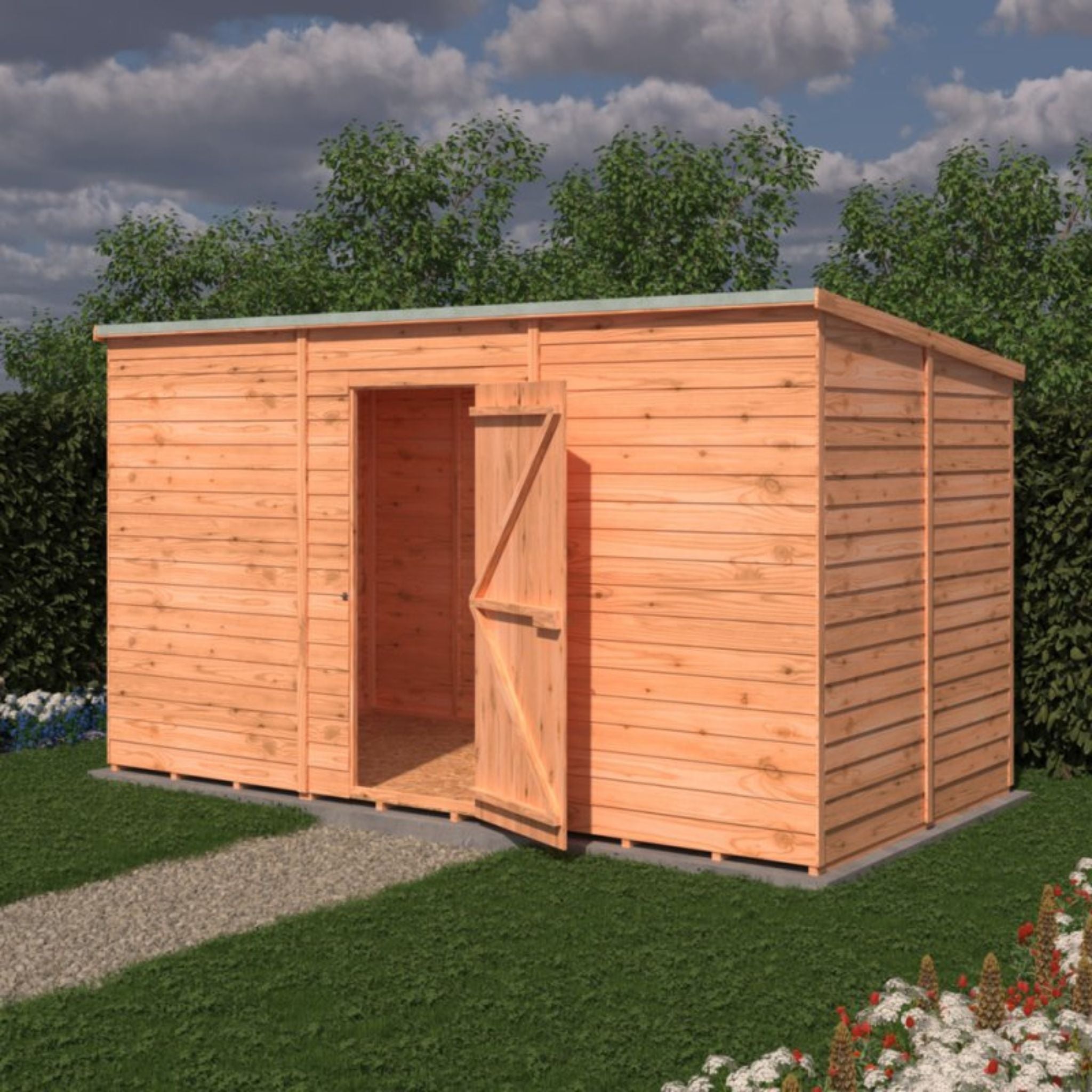 Shire Garden Value 12 x 6 Overlap Pent Shed (With or Without Windows) - Garden Life Stores