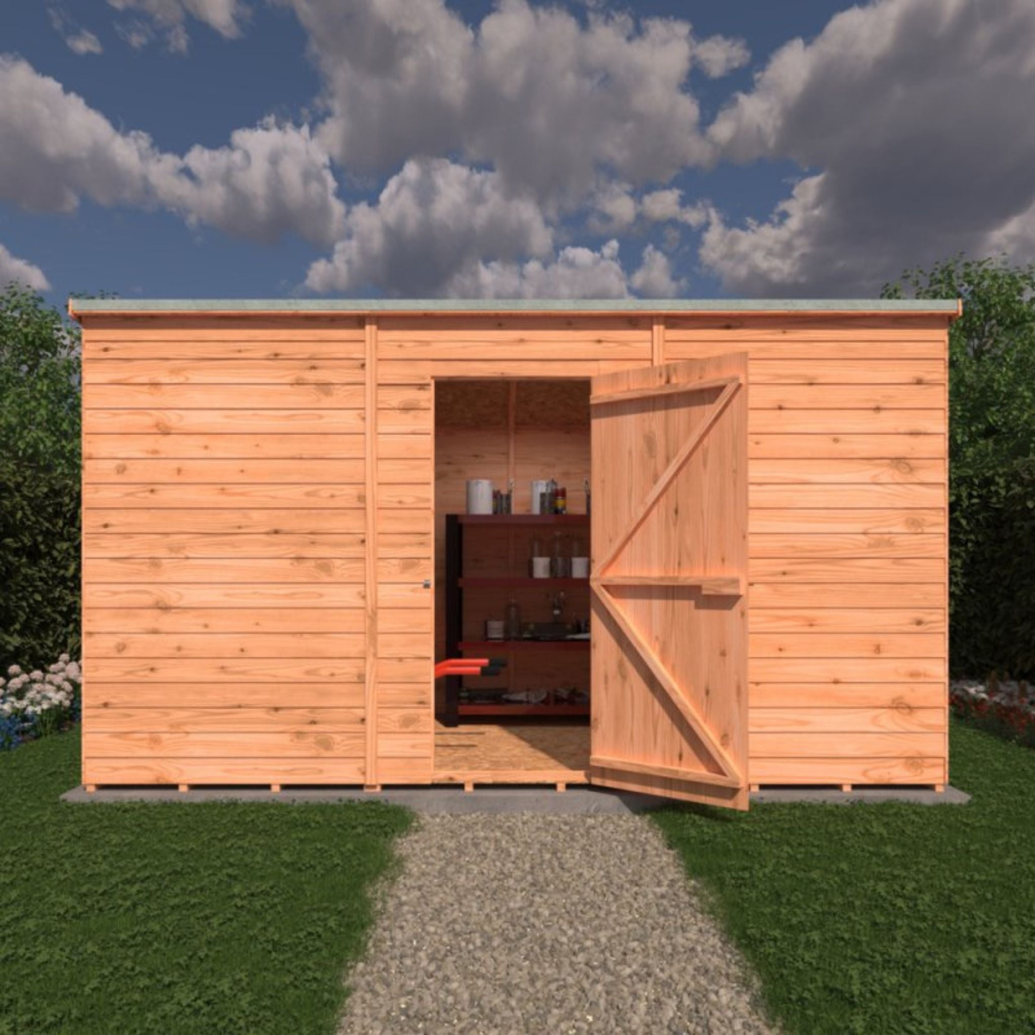 Shire Garden Value 12 x 6 Overlap Pent Shed (With or Without Windows) - Garden Life Stores