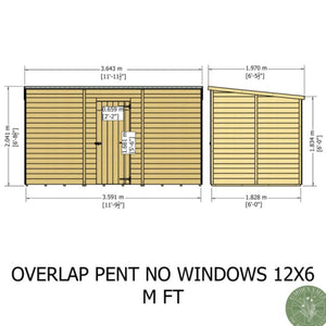 Shire Garden Value 12 x 6 Overlap Pent Shed (With or Without Windows) - Garden Life Stores