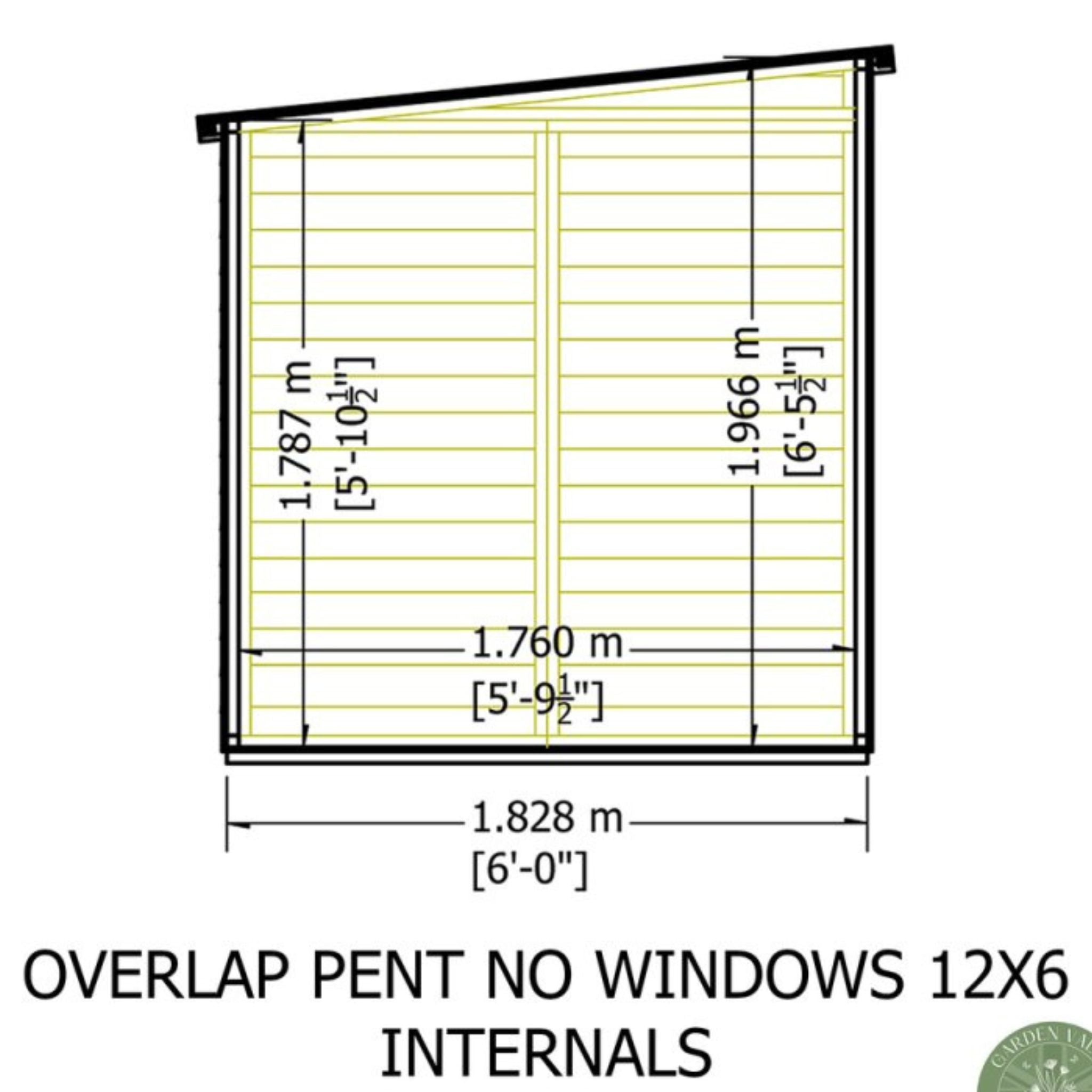 Shire Garden Value 12 x 6 Overlap Pent Shed (With or Without Windows) - Garden Life Stores