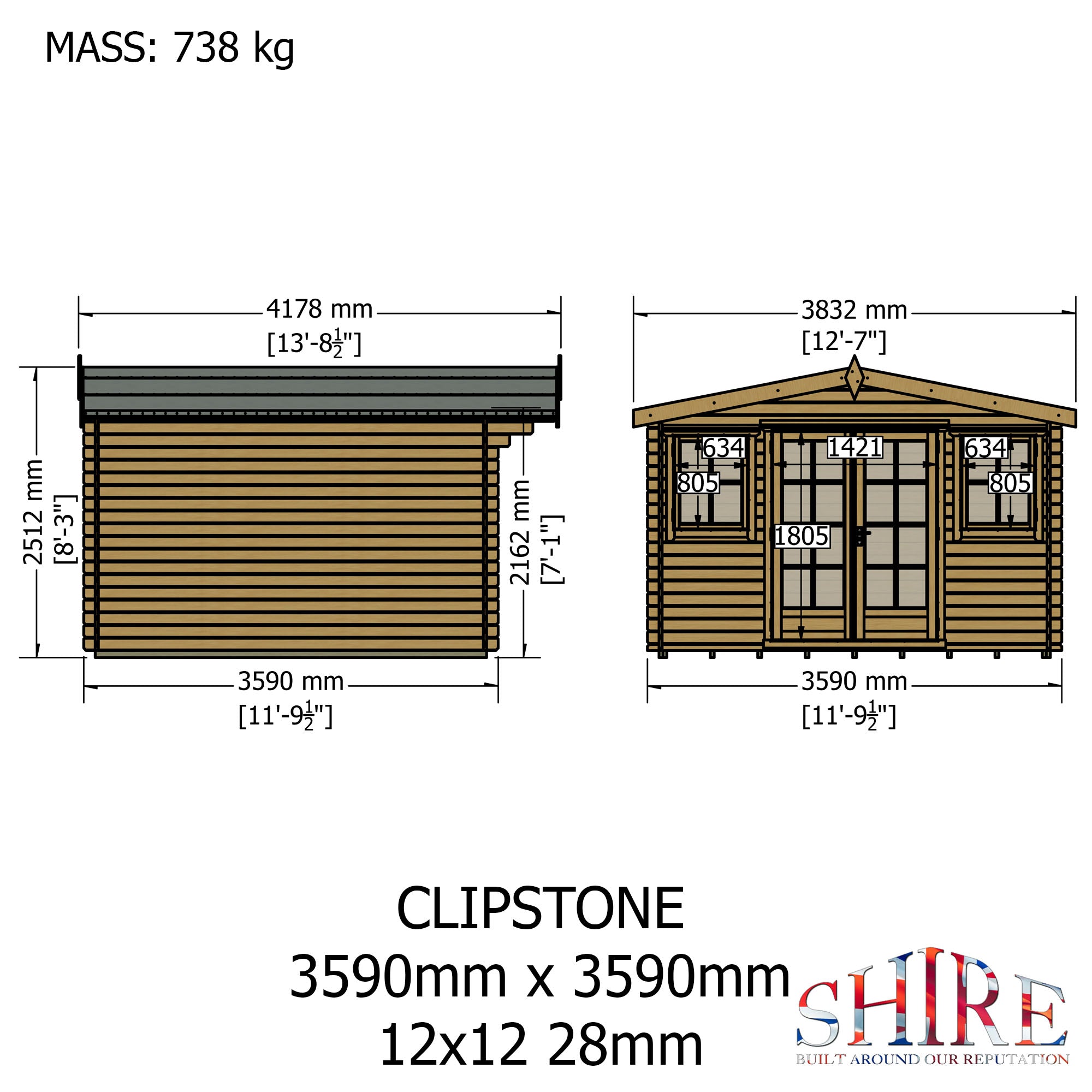 Shire Clipstone 28mm Log Cabin 12Gx12