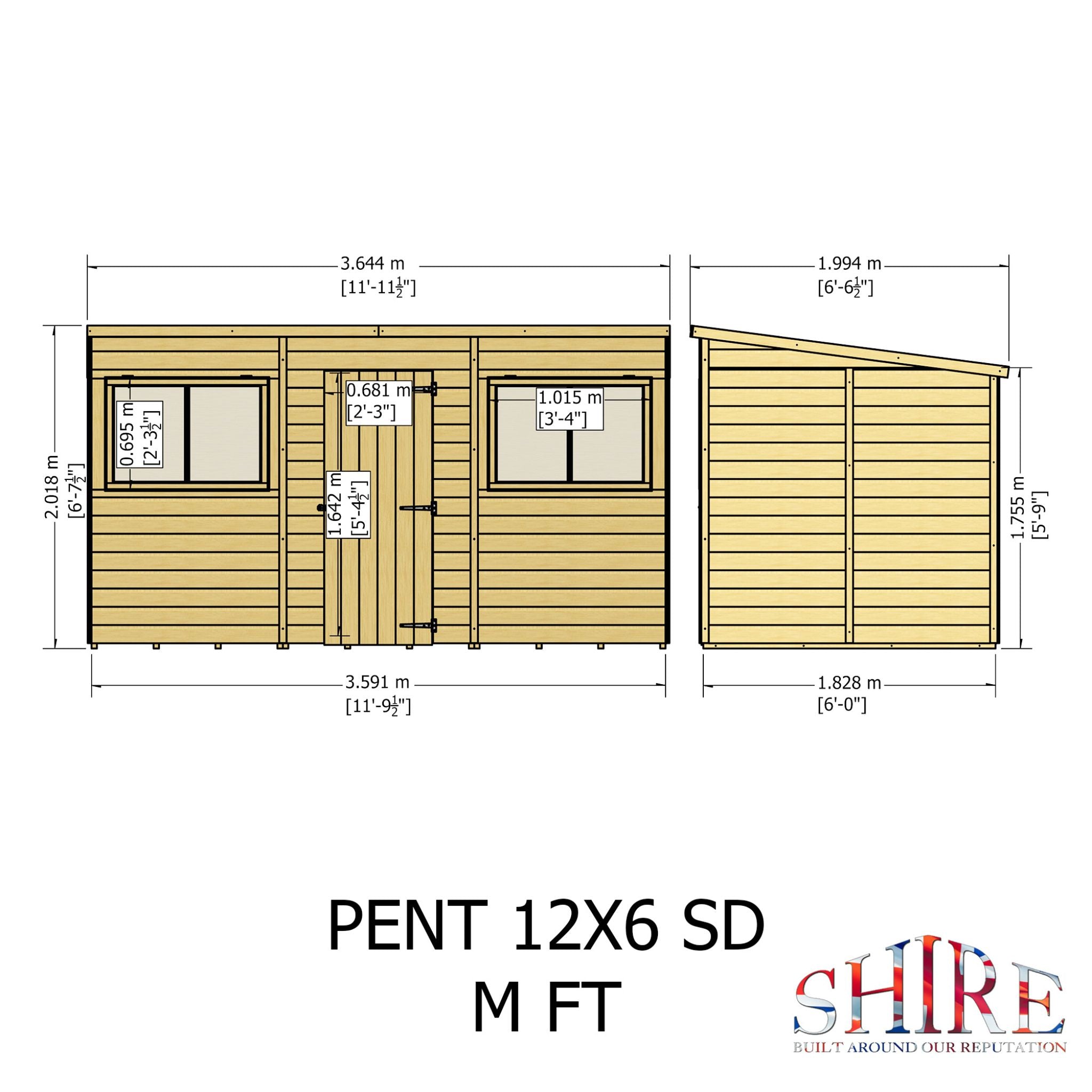 Shire 12x6 Shiplap Pent Shed – Single Door | Garden Life Stores