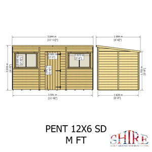 Shire 12x6 Shiplap Pent Shed – Single Door | Garden Life Stores