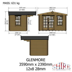Shire Glenmore 28mm Log Cabin 12Gx8