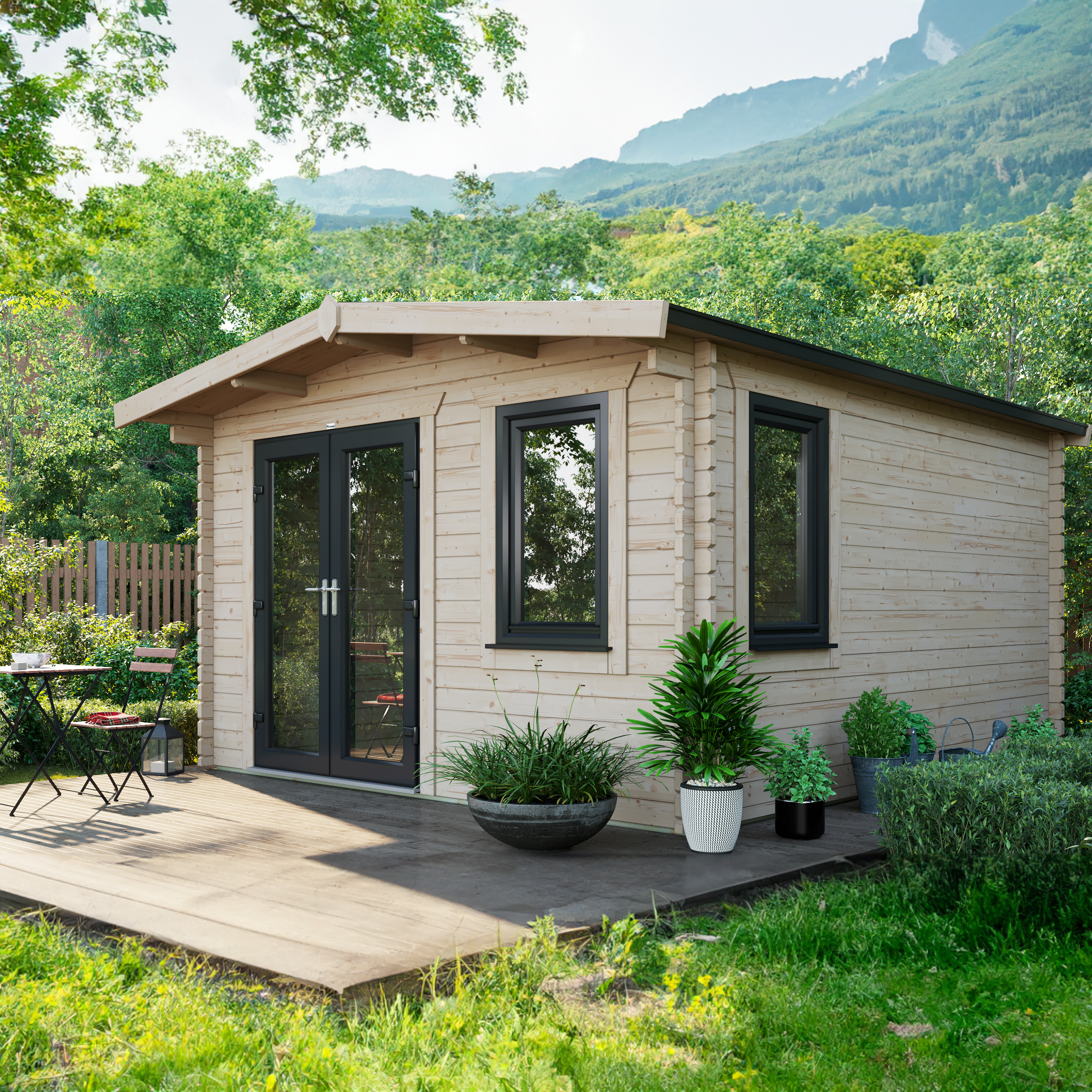 Power 14x12 ft Chalet Log Cabin 44mm