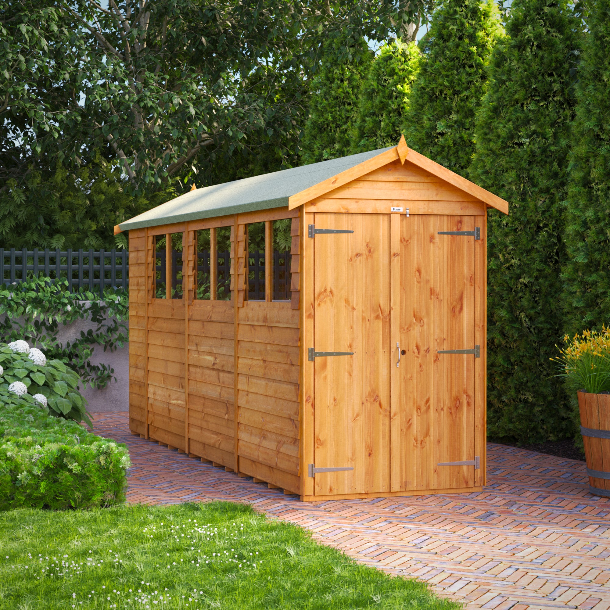Power Overlap Apex Shed 14x4 ft