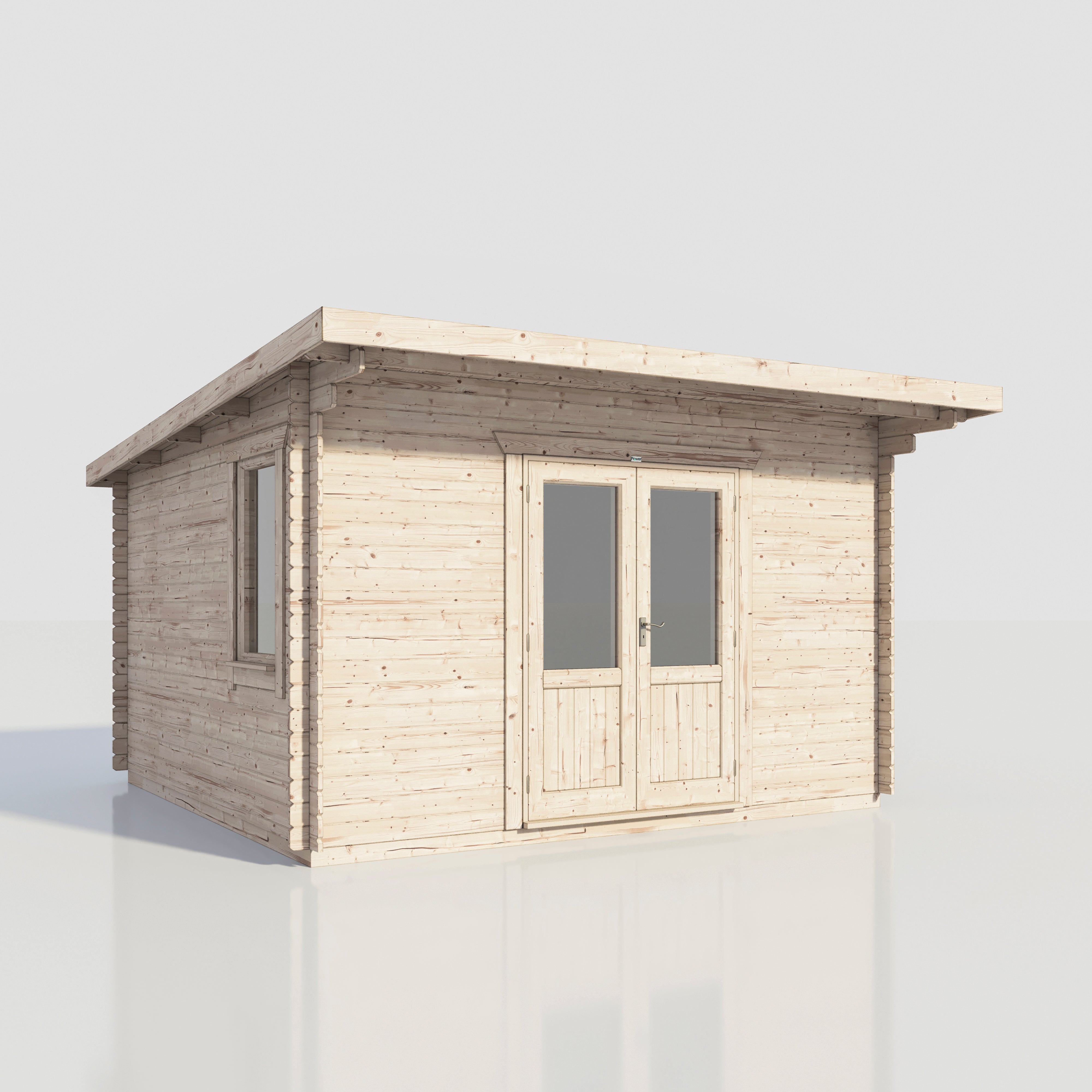 Power Pent Log Cabin 14x14 ft - 28mm