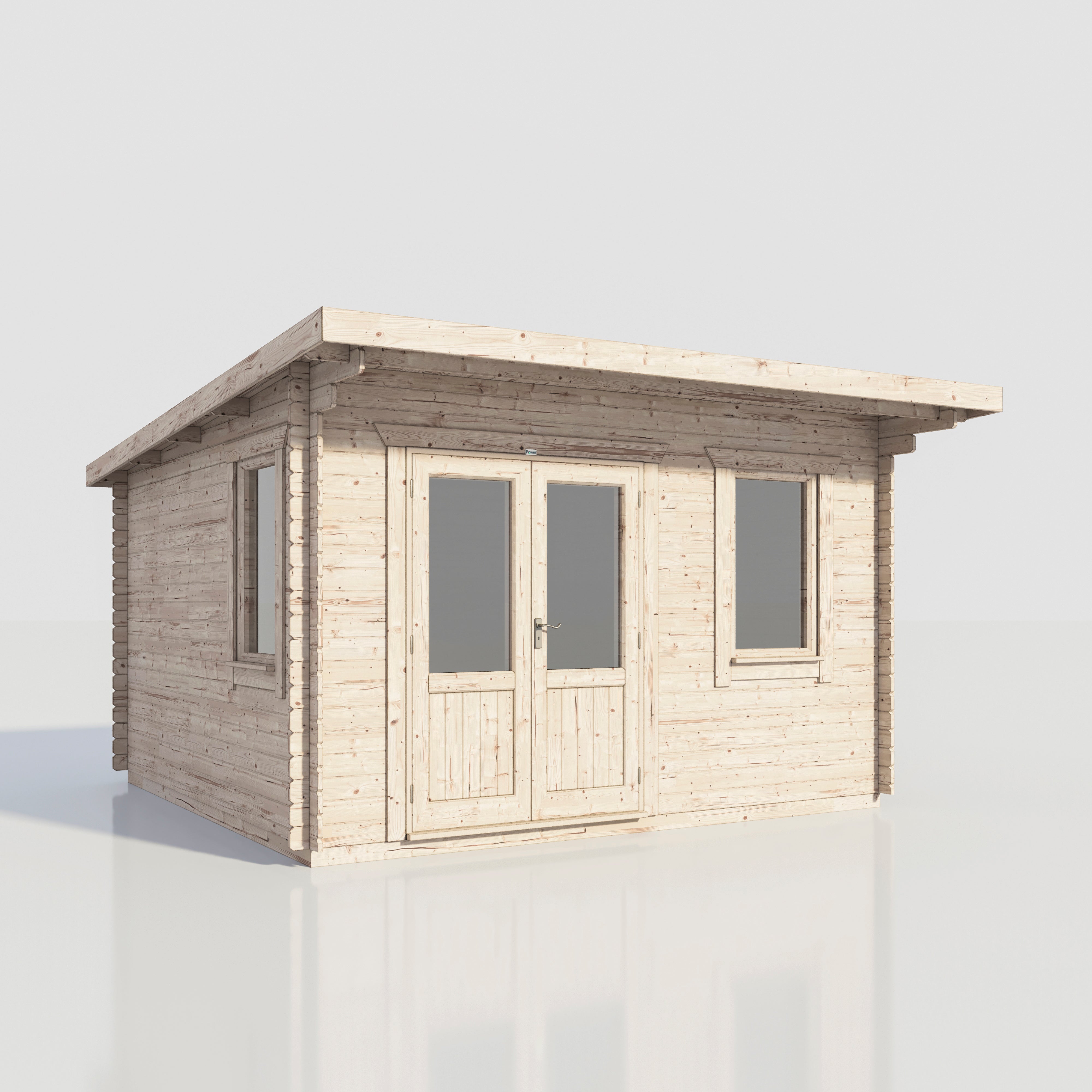 Power Pent Log Cabin 14x14 ft - 28mm