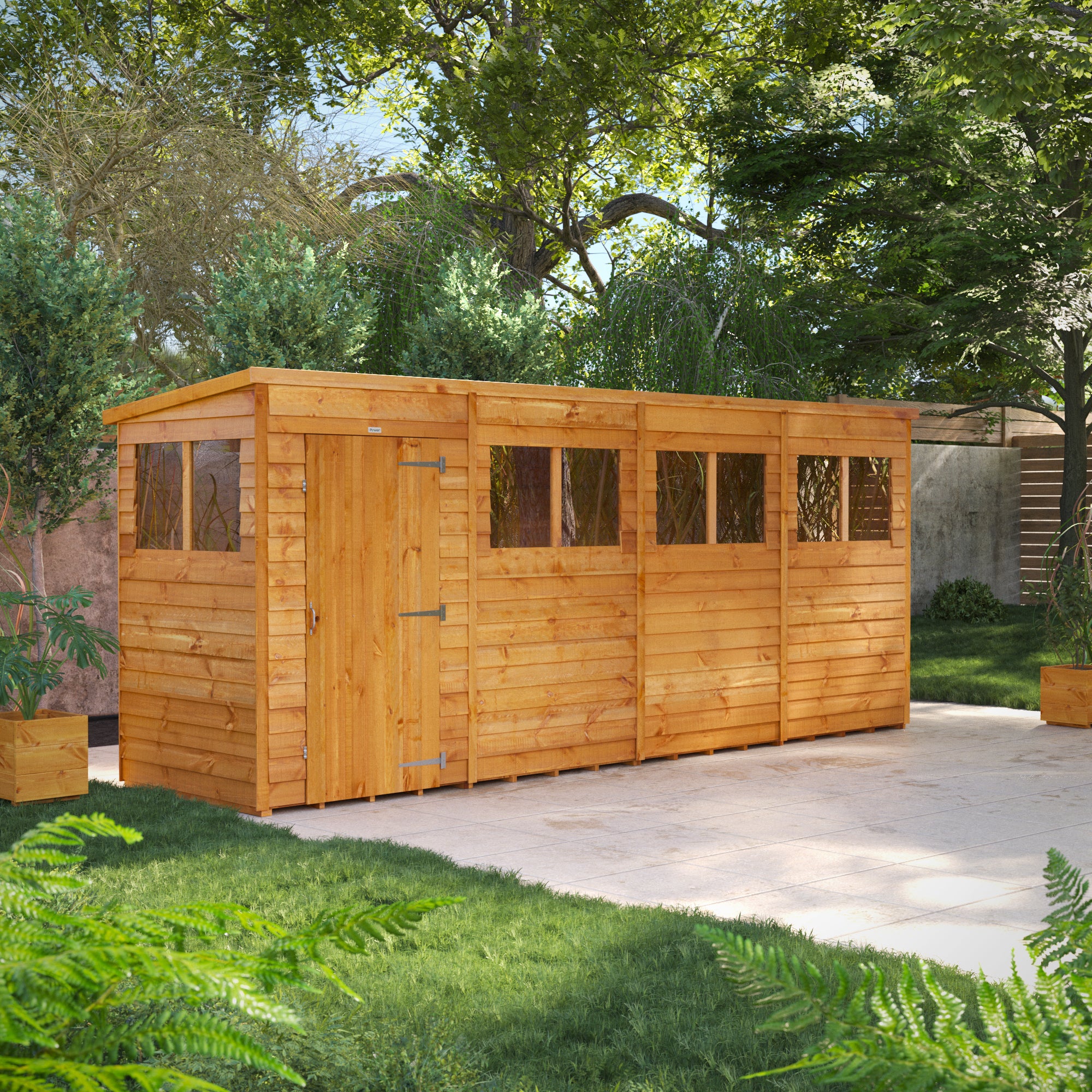 Power Overlap Pent Shed 16x4 ft