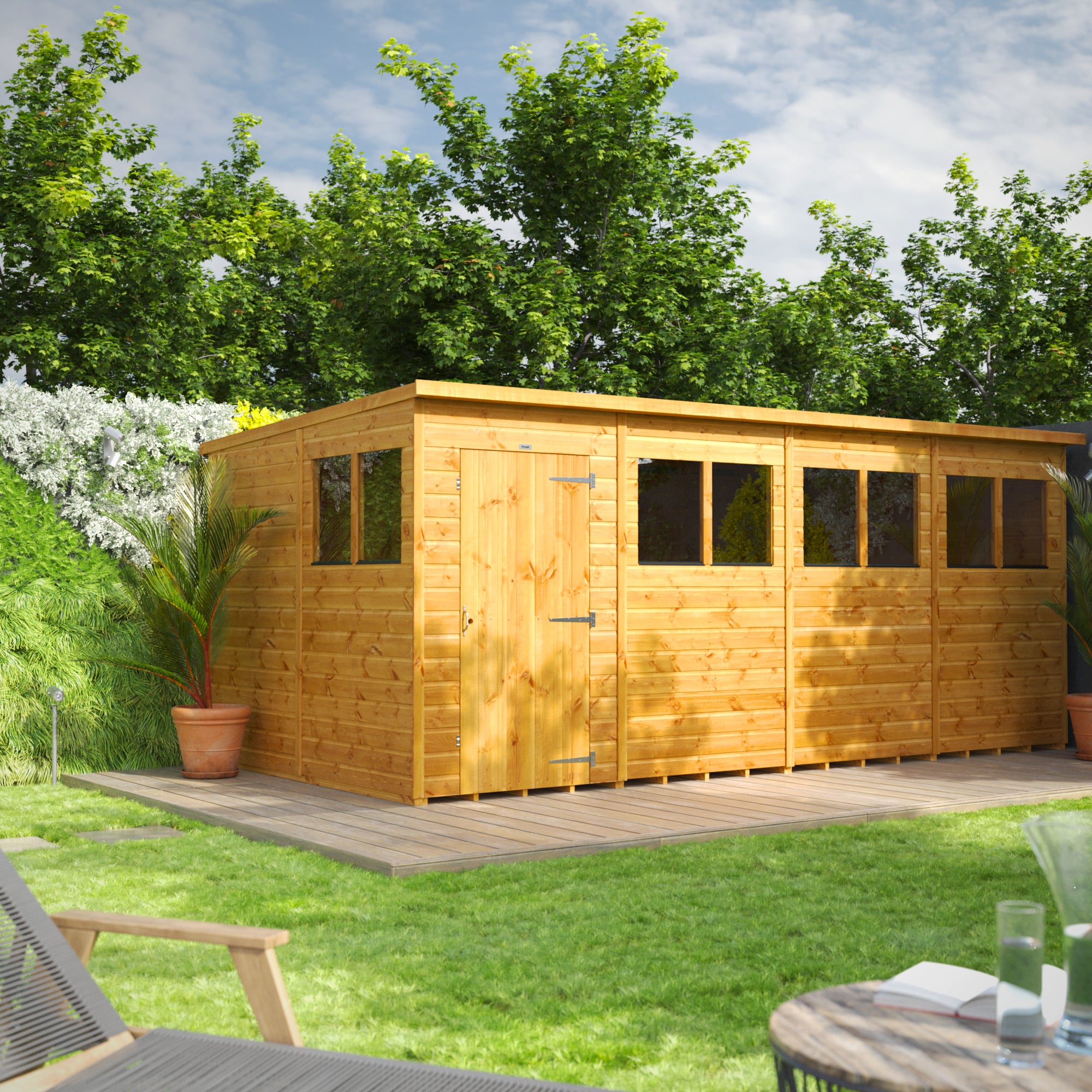 Power Pent Garden Shed 16x8 ft