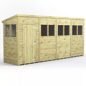 Power Pressure Treated Premium Pent Shed 16ft