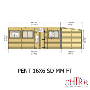 Shire 16x6 Shiplap Pent Shed – Single Door | Garden Life Stores