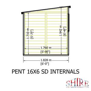 Shire 16x6 Shiplap Pent Shed – Single Door | Garden Life Stores