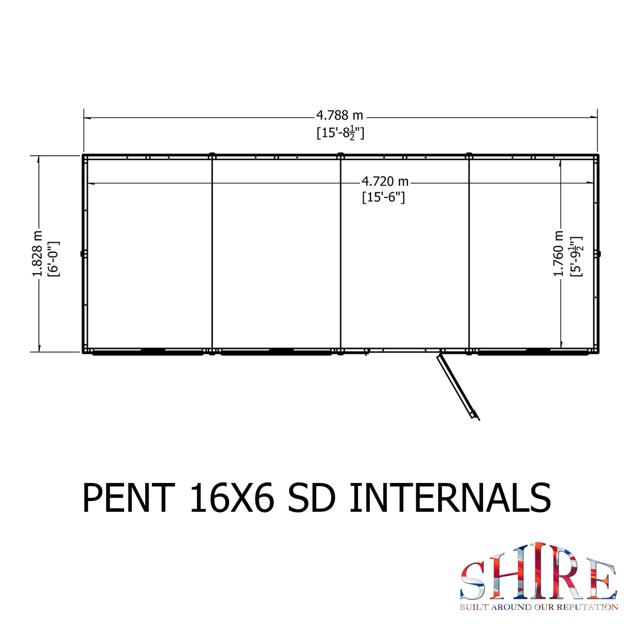 Shire 16x6 Shiplap Pent Shed – Single Door | Garden Life Stores