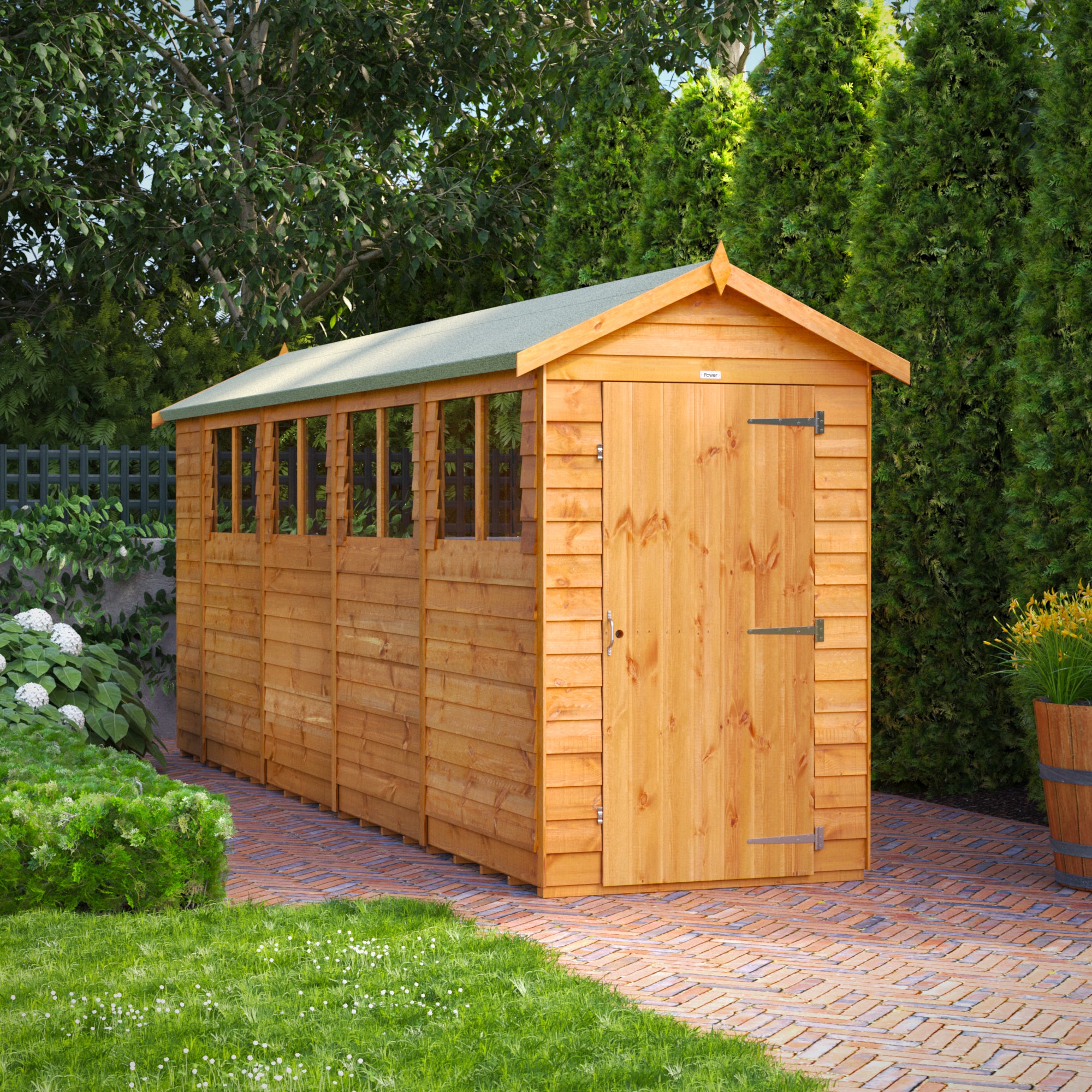 Power Overlap Apex Shed 18x4 ft