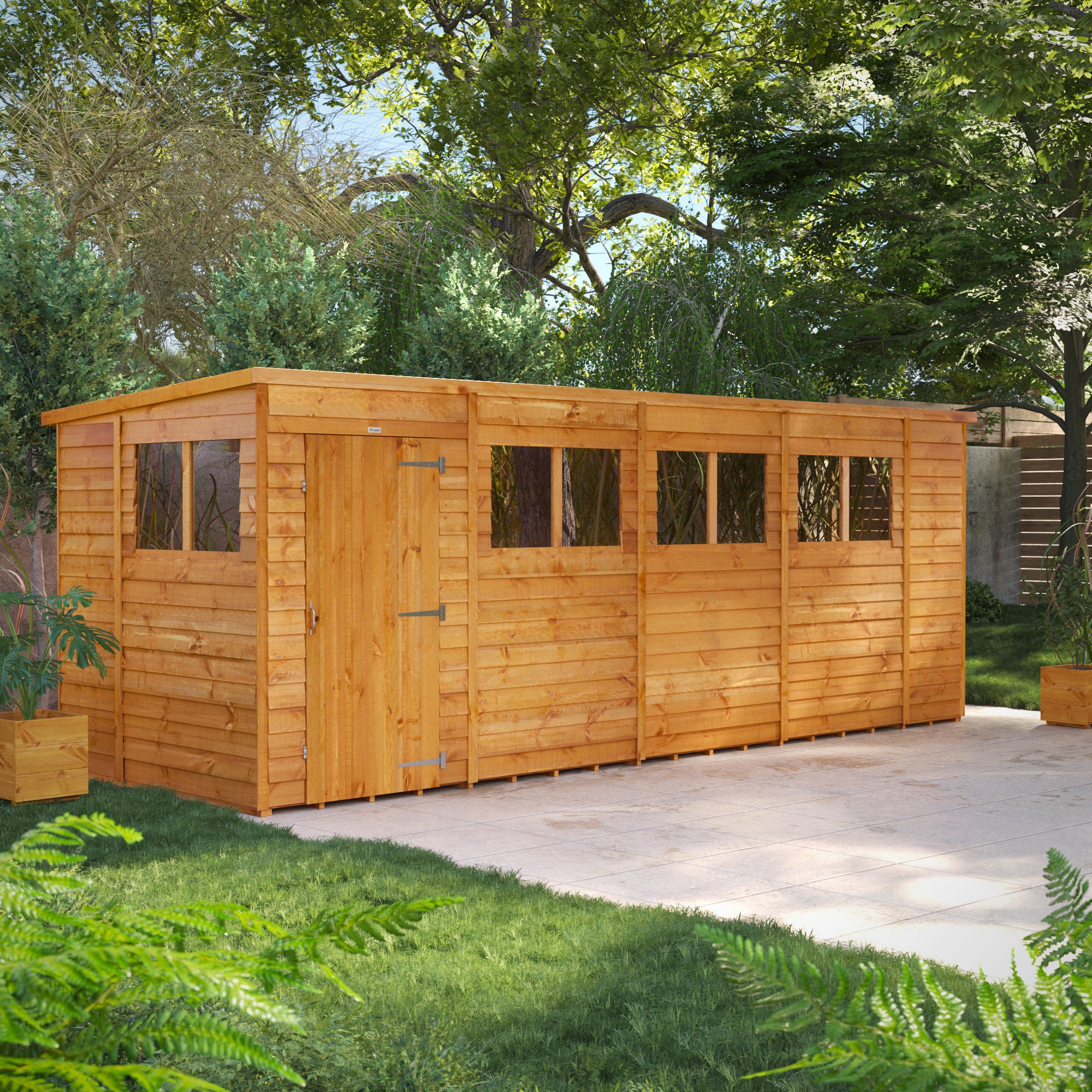 Power Overlap Pent Shed 18x6 ft