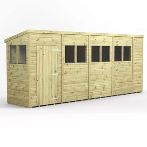 Power Pressure Treated Premium Pent Shed 18ft