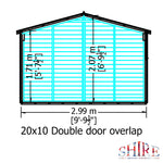 Shire Overlap Dipped Wooden Double Door with Optional Windows 10x20 - Garden Life Stores. 