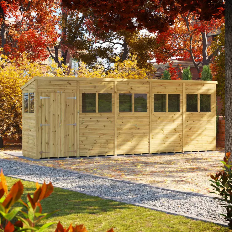 Power Pressure Treated Premium Pent Shed 20ft