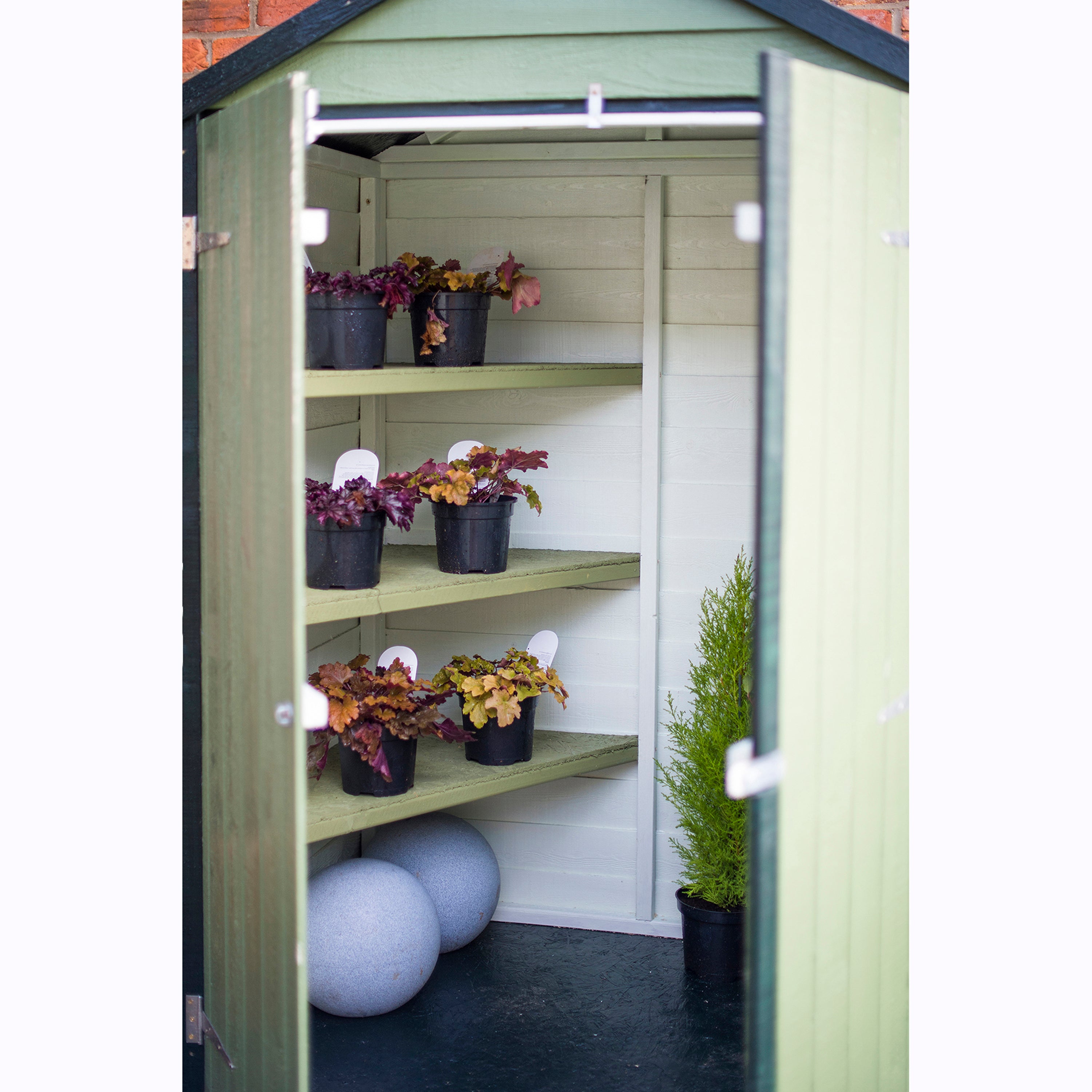 Shire Overlap Dipped Wooden Garden Shed Double Door with Shelves 4x3 - Garden Life Stores. 