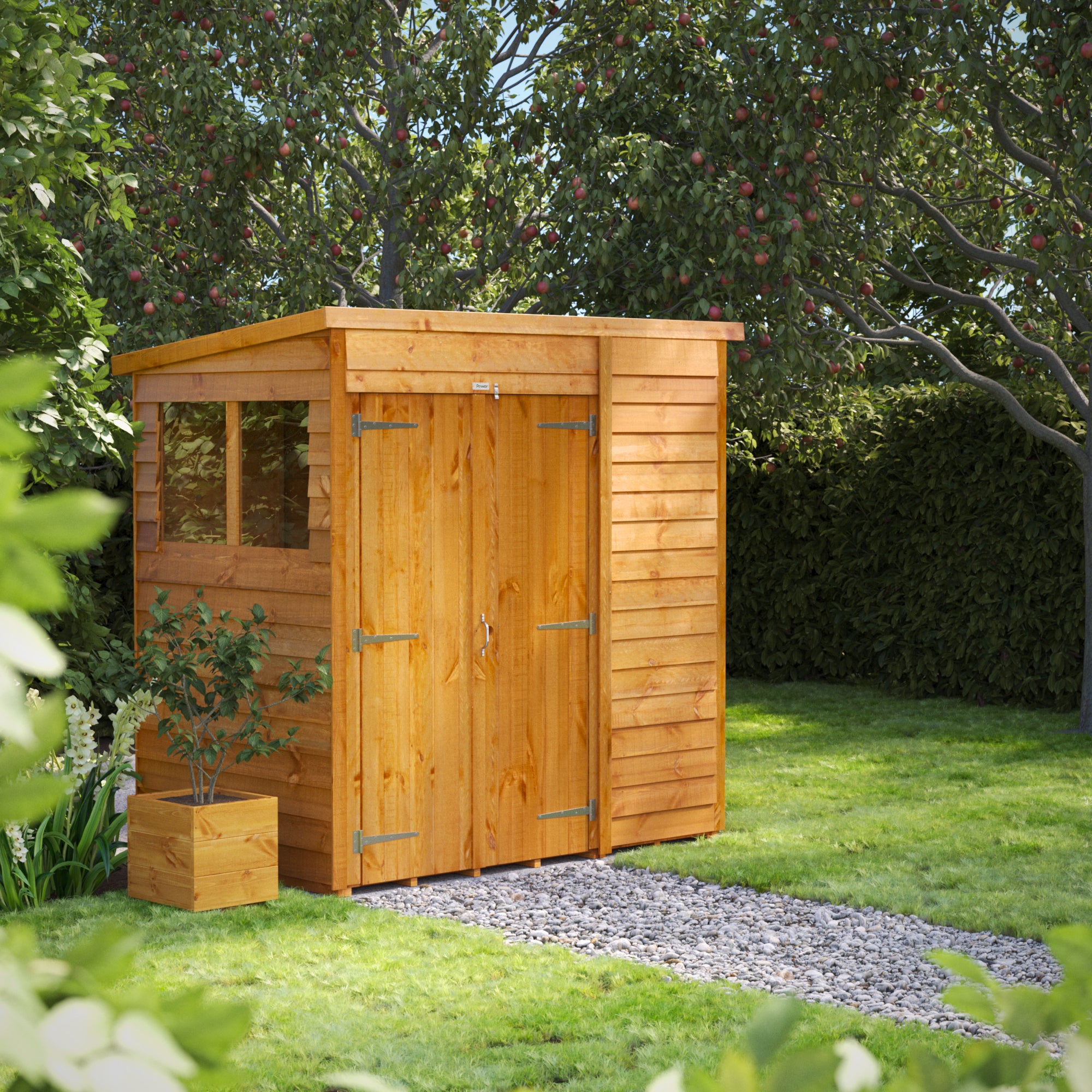Power Overlap Pent Shed 6x4 ft