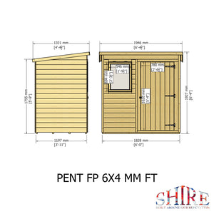 Shire Shiplap Pent Shed Single Door 6x4