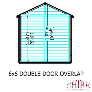 Shire Overlap Dipped Wooden Garden Shed Double Door 6x6 - Garden Life Stores. 