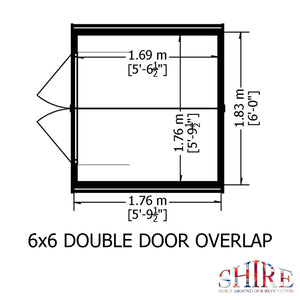 Shire Overlap Dipped Wooden Garden Shed Double Door 6x6 - Garden Life Stores. 